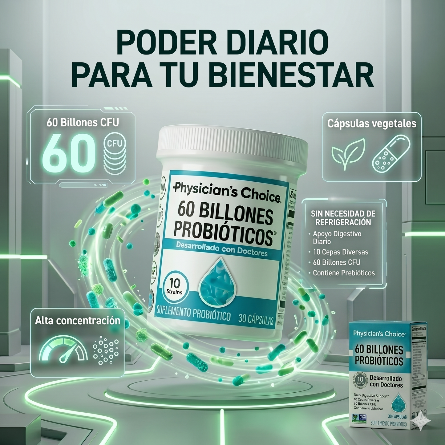 Probiótico 60 Billones CFU – Salud Digestiva, Inmunidad y Bienestar Total